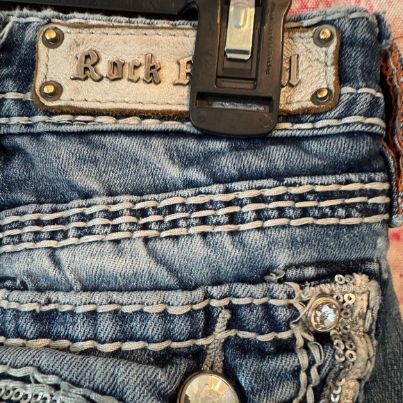 Rock Revival Low Rise Boot Cut Blinged Jeans Y2K - Picture 5 of 11